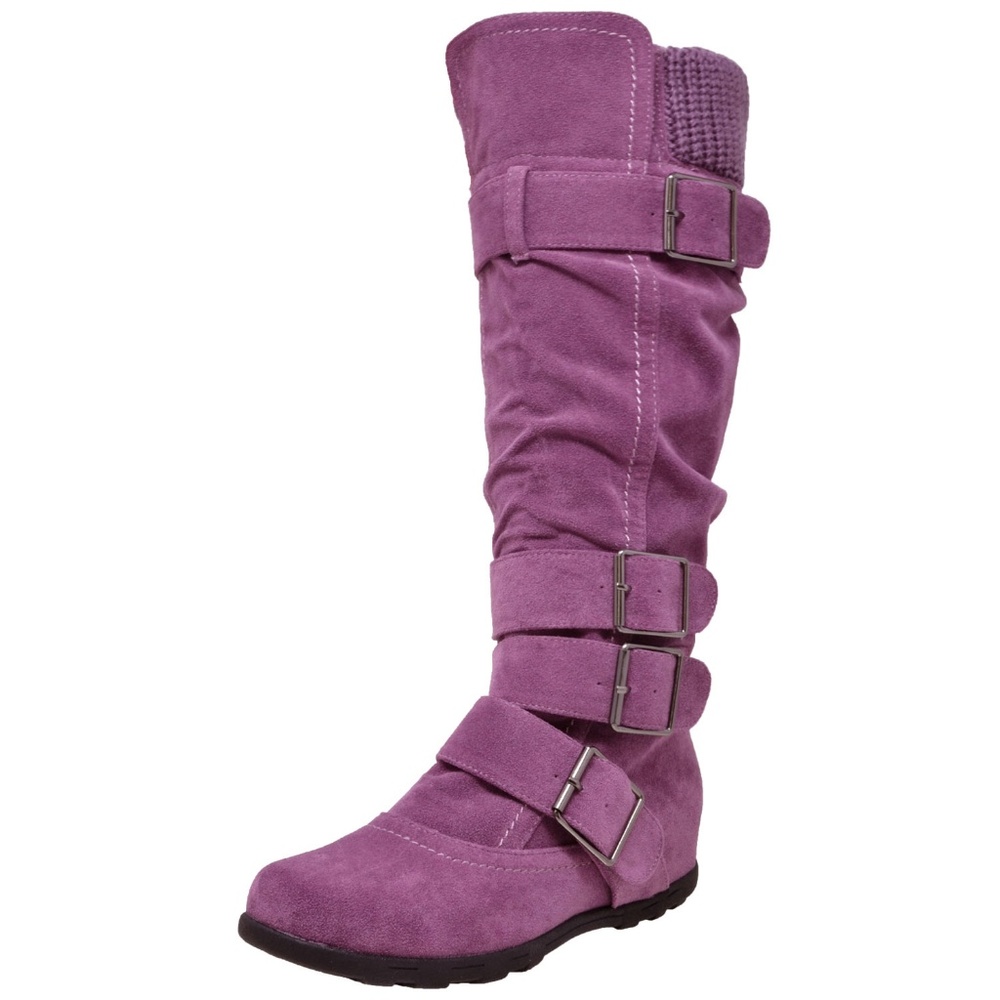 Lilac Strappy Buckles Boots